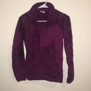 Fuzzy maroon full zip jacket